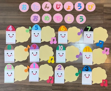幼稚園・保育園向けお誕生日表・壁面パーツ作ります 完成品を直接お届けするのでそのまますぐ飾れます！ イメージ2