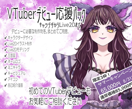 VTuberデビュー応援パック制作します VTuberデビューに必要な制作をまとめた特別プラン！ イメージ1