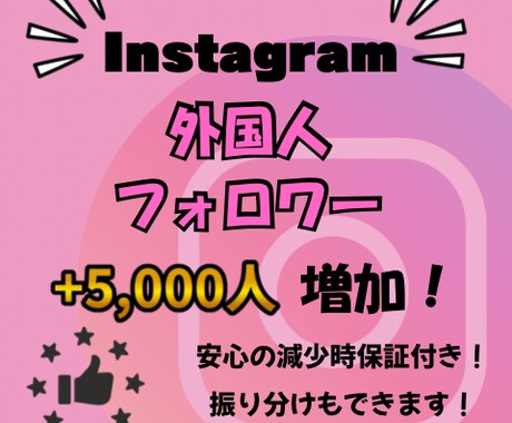 インスタのフォロワーを+5,000人増やします Instagram 多国籍 フォロワー 減少無し イメージ1