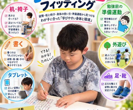 子どもの学習姿勢を整える実践BOOKを届けます イメージ1