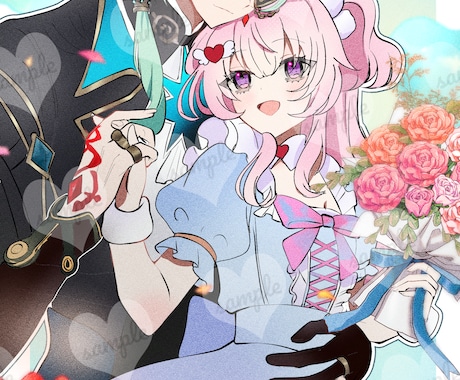 可愛い夢絵を描きます アイコン向きのさっぱりした塗り方で夢絵を描きます イメージ2