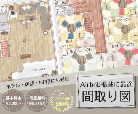 おしゃれなデザイン！目を引く間取り図を作成します イメージ1