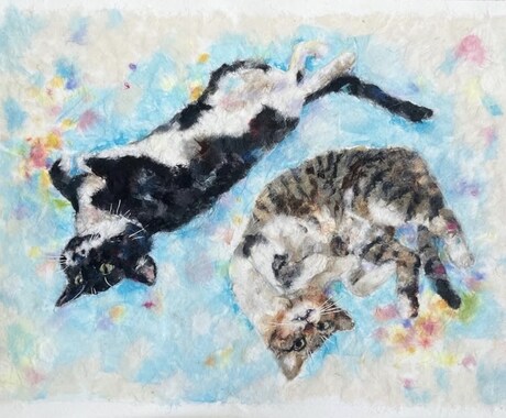 動物の似顔絵をふんわり優しいちぎり絵にします ペットをちぎり絵の世界へ。記憶の一枚に仕上げます イメージ2