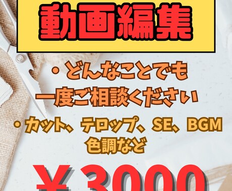 カット/テロップ/色調/SE、BGM、動画編集ます 簡単な動画編集を引き受けます。 イメージ1