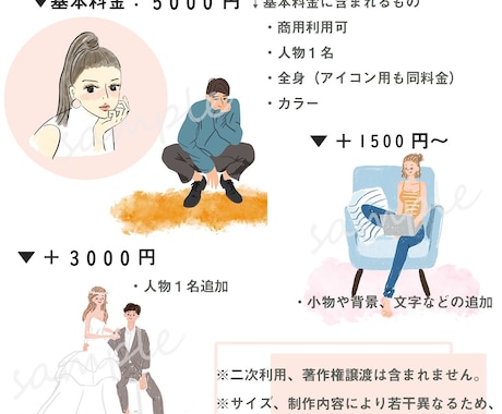 オシャレで目を引くイラストを描きます 商用ok！ブログなどへの挿絵やSNSアイコンなどに◎ イメージ2
