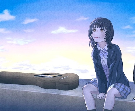 青い背景・風景イラスト込みのMVイラスト描きます 求める曲の世界観を細部まで形にします! イメージ2