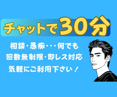 30分間チャットでお悩み相談受け付けます よしきのチャットサポート→いつでもどこでも、心のサポートを！ イメージ1
