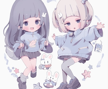 女の子イラスト描きます ゆるい感じの女の子のイラストをお描きします☆