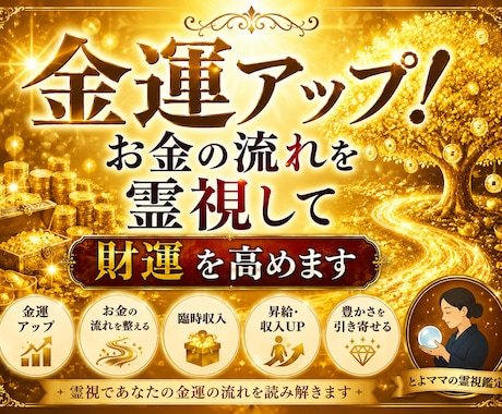 金運アップ！お金の流れを霊視して財運を高めます お金・仕事・ご縁・豊かさを引き寄せる運気の流れを徹底鑑定 イメージ1