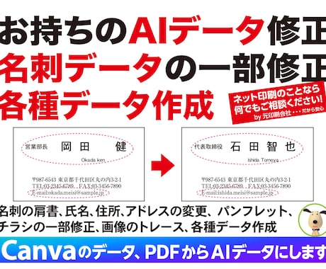 ネット印刷の入稿データをご希望日に作成します 名刺のAI、PDFデータから増員、修正をスピード対応します イメージ2