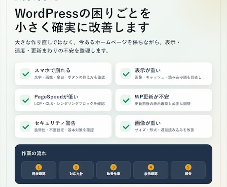 WordPress高速化・スマホ表示を改善します PageSpeed改善と表示崩れを丁寧に対応 イメージ2