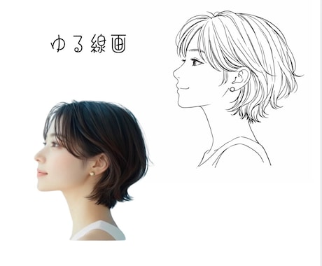 ゆる線でSNS、名刺用の線画似顔絵を作成します SNS・名刺・アイコンに使いやすい線画似顔絵 イメージ1