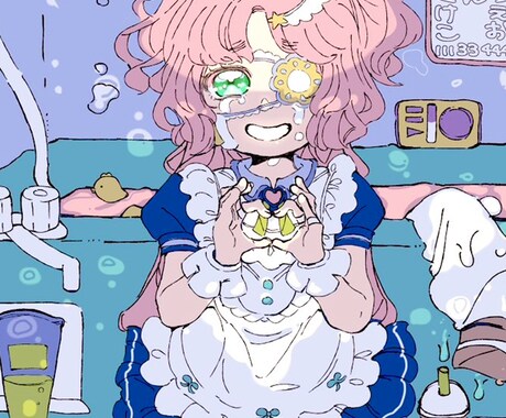 日常あるあるをガーリーに一枚絵描きます ペットの擬人化から日常のネガティブを可愛く再現できます イメージ1