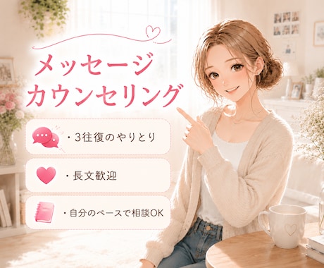 女性限定♡メッセージカウンセリングでお話し聴きます ♡長文歓迎♡ゆっくり時間をかけて気持ちを整理したい方へ イメージ1