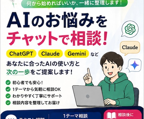AI初心者のお悩みをチャットで相談できます あなたに合ったAIの使い方と次の一歩を一緒に整理します イメージ1