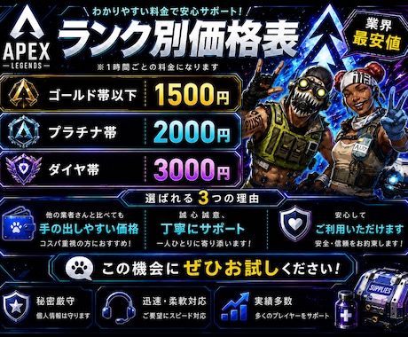 Apex Legendsランク同行、キャリーします 効率的に盛りませんか？マスターまでキャリーします。 イメージ2