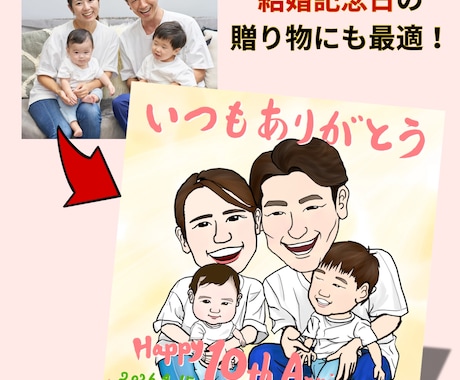 記念日に贈る似顔絵ギフト作ります 大切な人への“ありがとう”をオーダー似顔絵で形にしませんか？ イメージ2