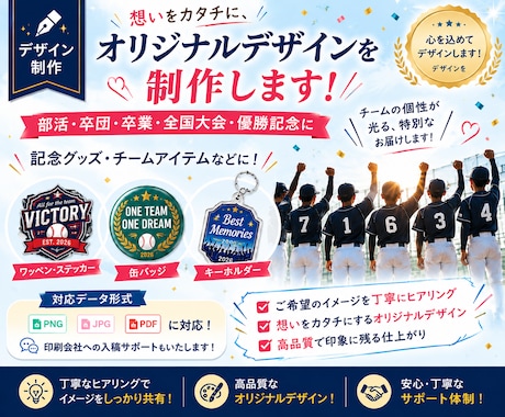部活・卒団・全国大会の記念デザインを制作します ステッカーなどの印刷用デザインデータを制作 イメージ1