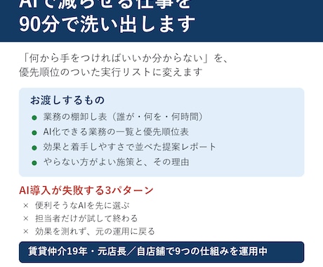 AIで減らせる仕事を洗い出し優先順位をつけます イメージ1
