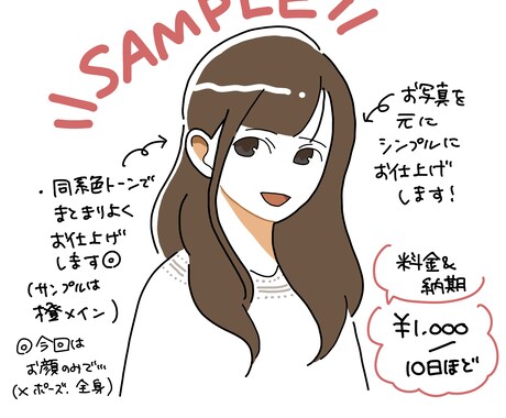 シンプルでおしゃれな似顔絵を描きます 小さい子からご年配の方まで!シンプルだけど似せます! イメージ1