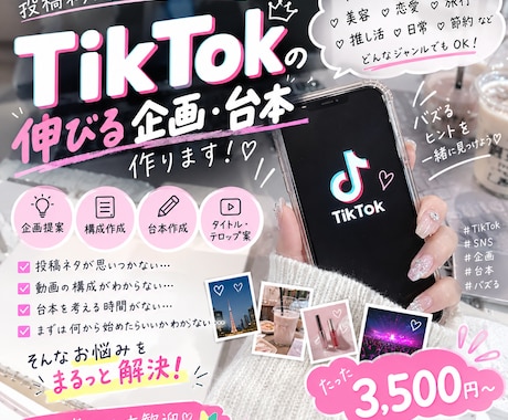 TikTokの伸びる企画・台本作ります TikTok初心者さん向け投稿ネタから台本まで一緒に考えます イメージ1