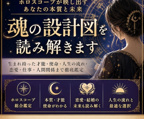 出生のホロスコープを鑑定して貴方を丸裸にします 生まれ持った性質や傾向など、総合的に鑑定していきます。 イメージ1