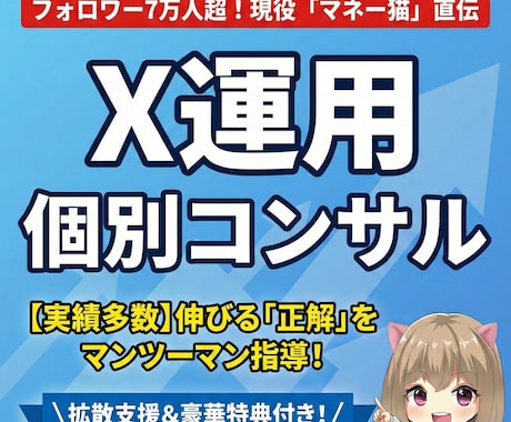 フォロワー7万の拡散特典付　X運用コンサルします フォロワー7万超が、あなたのX運用を直接指導＆拡散します！ イメージ1