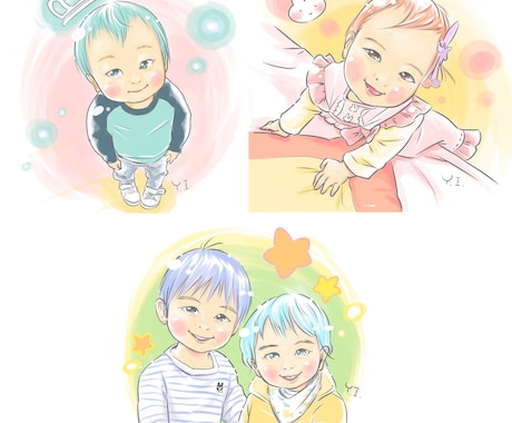 お子様似顔絵、SNSアイコン描きます パステルな色合いの似顔絵、アイコンイラストです イメージ2