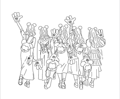 大人数用アイコン/イラスト/似顔絵描きます 写真を元に線画でオリジナルイラスト作成！ イメージ1