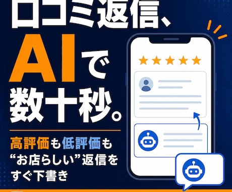口コミ返信をAIで時短する仕組みを作ります 高評価も低評価も、お店らしい返信を数十秒で下書きできます イメージ1