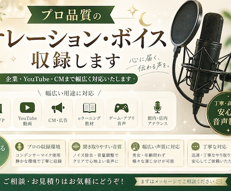 プロ品質のナレーションを収録します イメージ1