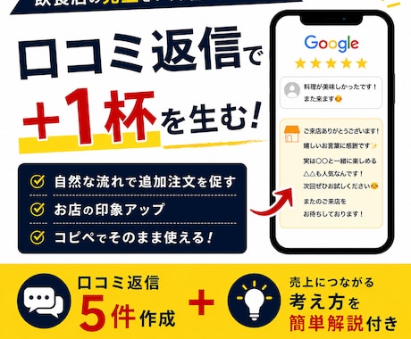 口コミ返信5件＋売上導線解説します 口コミ返信で自然に追加注文を生みます！ イメージ2