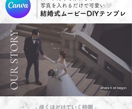 結婚式ムービーのCanvaテンプレートお渡しします 即日納品｜スマホ×Canvaで簡単作成！プレ花さま応援価格♪ イメージ1