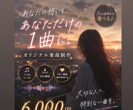 破格なお値段で貴方だけのオリジナル楽曲を制作します あなたのイメージを、1曲の音楽に。 イメージ1