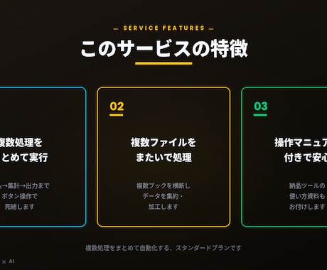 スタンダード｜複数の作業をまとめて自動化します 複数処理をまとめて時短｜取込・集計・出力を一気に完結 イメージ2