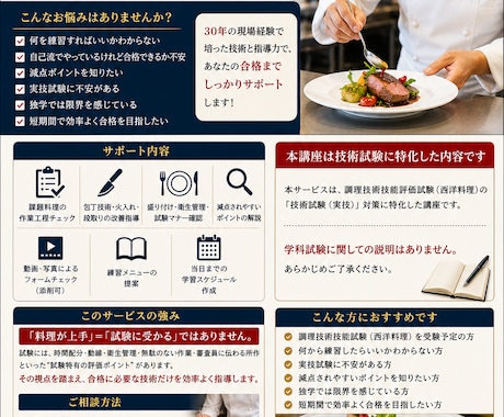調理技能検定試験（西洋料理）を合格させます 西洋料理 調理技能検定 75分の壁を突破する実戦攻略ガイド イメージ1