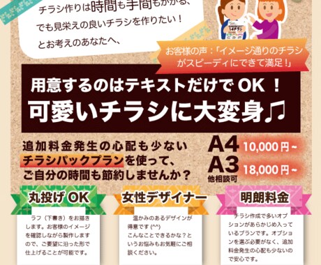 時間を節約したいあなたの代わりに！チラシ作ります 用意するのはテキストだけでOK！プロ仕上げのチラシに大変身 イメージ1