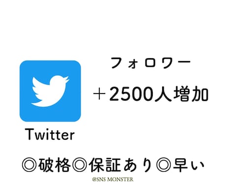 Twitterフォロワーを2500人増やします 宣伝&拡散しTwitterのフォロワーを増やします！ イメージ1
