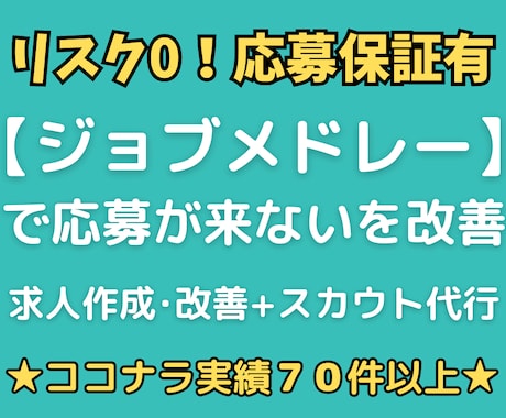 ジョブメドレーの求人作成･改善＆スカウト代行します イメージ1