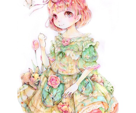 色鉛筆ふわっとしたイラストやアイコンを描きます アイコンや挿絵などふわっとはなやかにしたい方にオススメ！ イメージ2