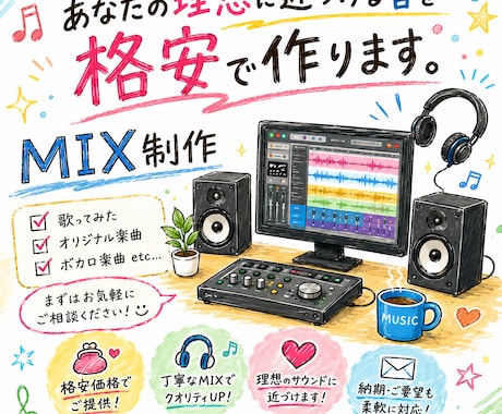 理想に近づくお手伝いを。格安でMIX編集、承ります イメージ1