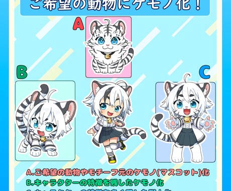 ケモノ化・獣人化イラスト描きます Vtuber様やオリキャラをデフォルメしたケモノ化します！ イメージ2