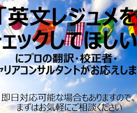 英文レジュメの添削とアドバイスをさせていただきます 翻訳＆転職のプロが行う添削で書類選考通過率アップ！ イメージ1