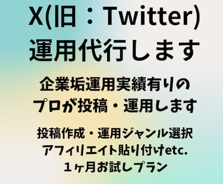 X(旧：Twitter)を1ヶ月間運用代行します 企業垢運用・バズ実績有りのプロが運用します イメージ1