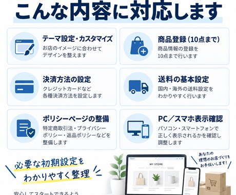 Shopifyネットショップを構築します 商品登録・決済設定まで販売開始できる状態に整えます イメージ2