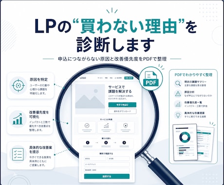 売れないLPの買わない理由を診断、PDF納品します 申込が来ない原因と、まず直すべき箇所をPDFで明確にします イメージ1