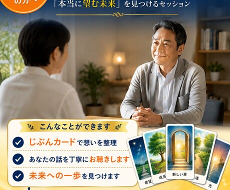後悔しない定年後の選択を支援します あなたが気づいていない「本当に望む未来」を見つけるセッション イメージ2