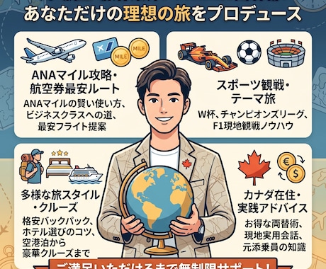 海外格安旅からクルーズまで総合的にサポートします 元海外添乗員が作成！バックパック格安旅から豪華クルーズまで イメージ1