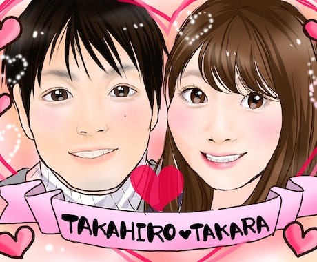 似顔絵やウェルカムボード、アイコンなど描きます 結婚式を挙げられる方、大切な人へのプレゼントや思い出に♪ イメージ1