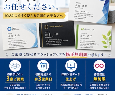 ビジネス名刺お任せください。デザインいたします ビジネスですぐ使える名刺が必要な方へ イメージ1